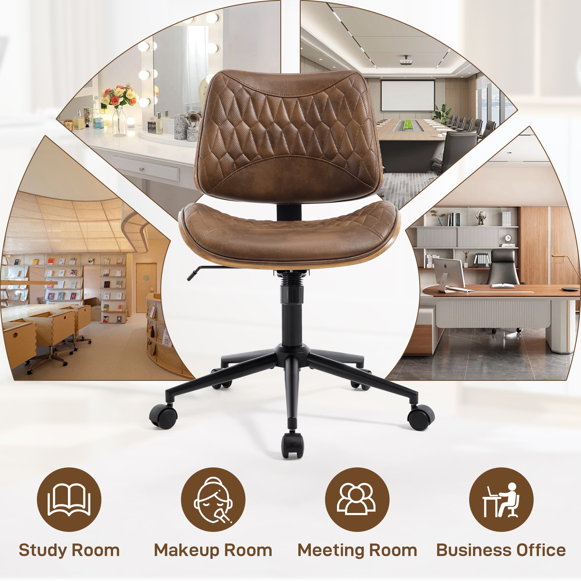 Ergonomic Office Chair With Adjustable Height And Swivel Wheels_voghion.com